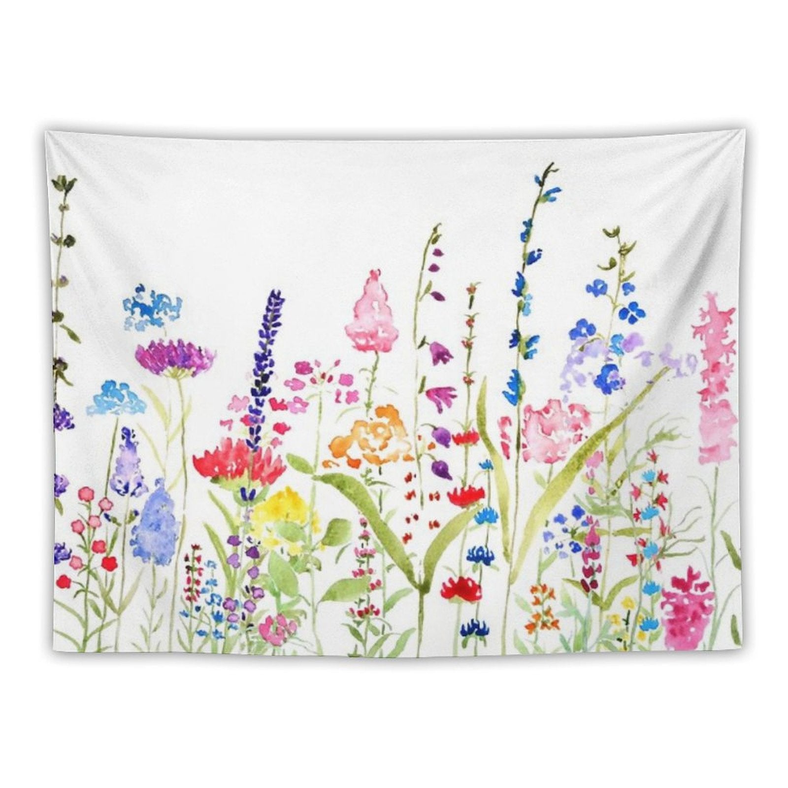 Hand Painted Colorful Wild Flower Field Tapestry