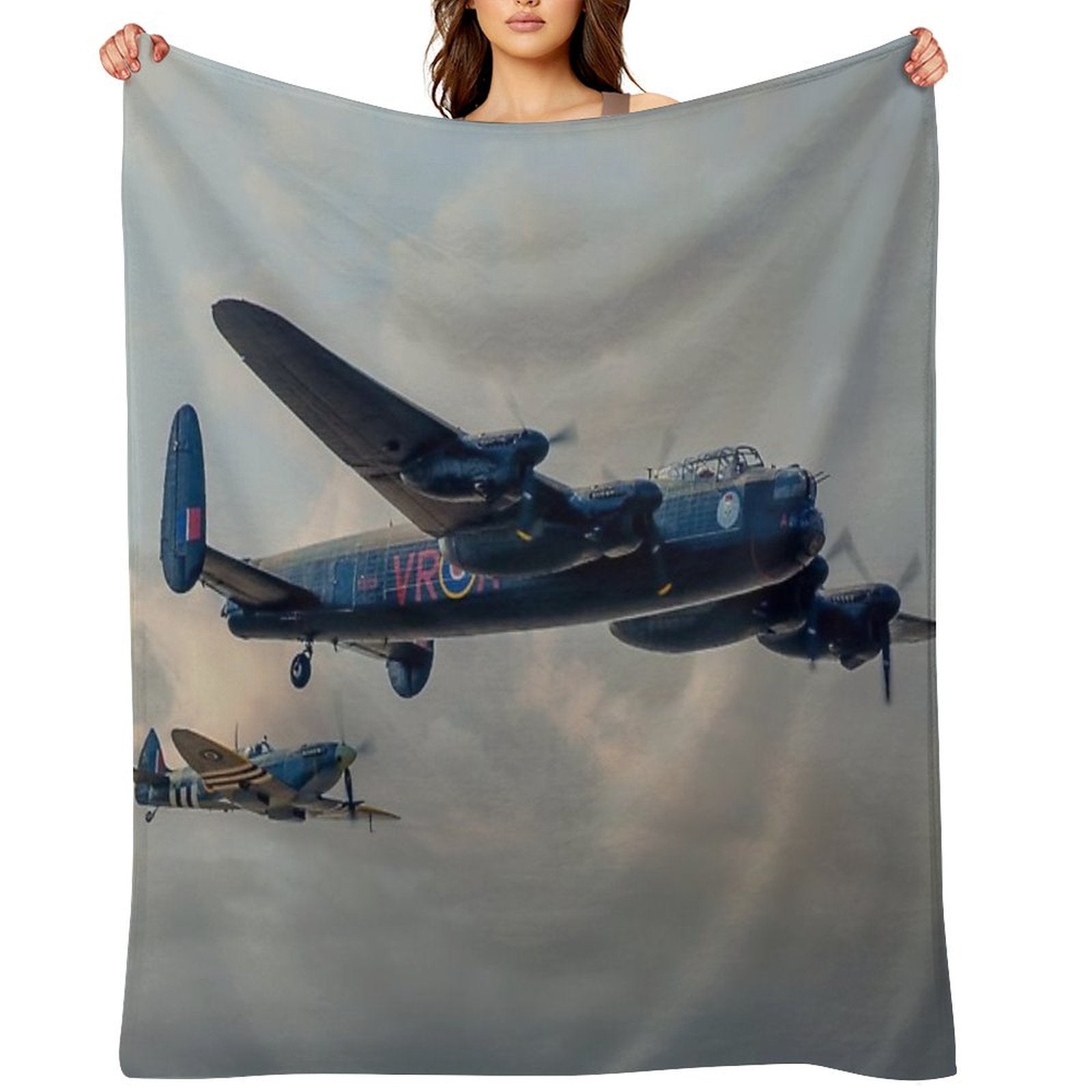 Two Icons - Lancaster And Spitfire Throw Blanket