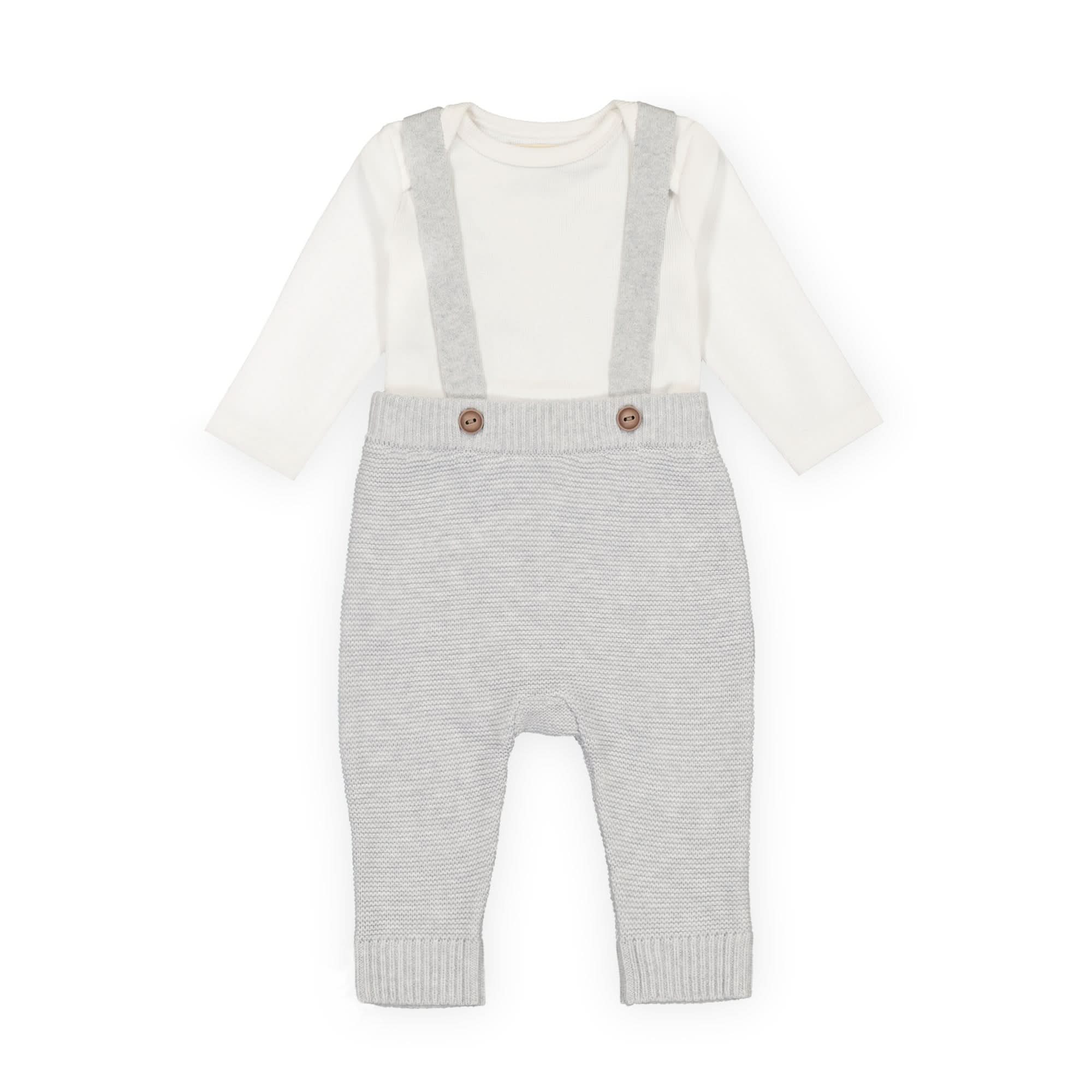 Organic Knit Bodysuit and Sweater Overall Set