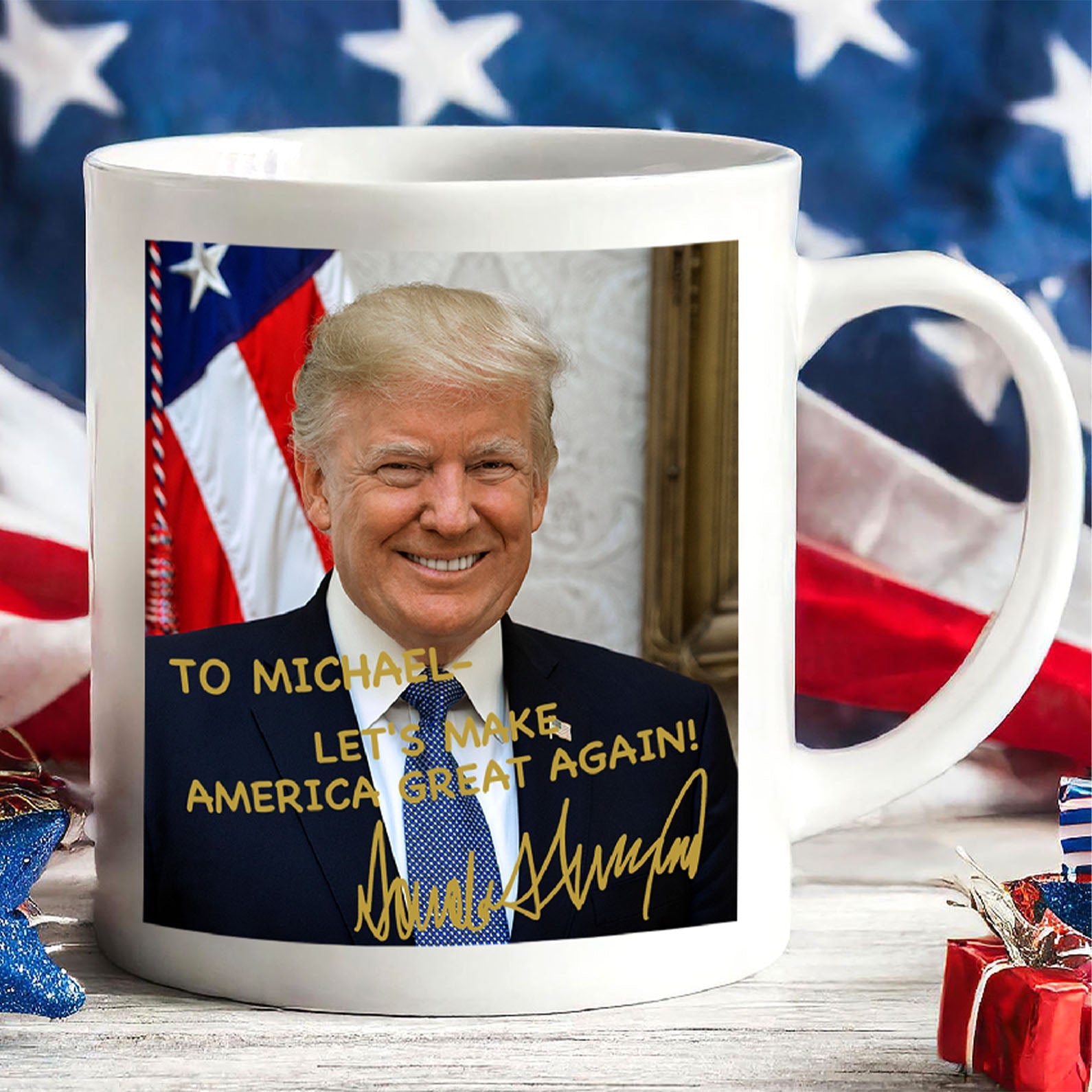 President Donald Trump Autographed Mug | Donald Trump Homage Mug | Donald Trump Fan White Mug C922 - GOP