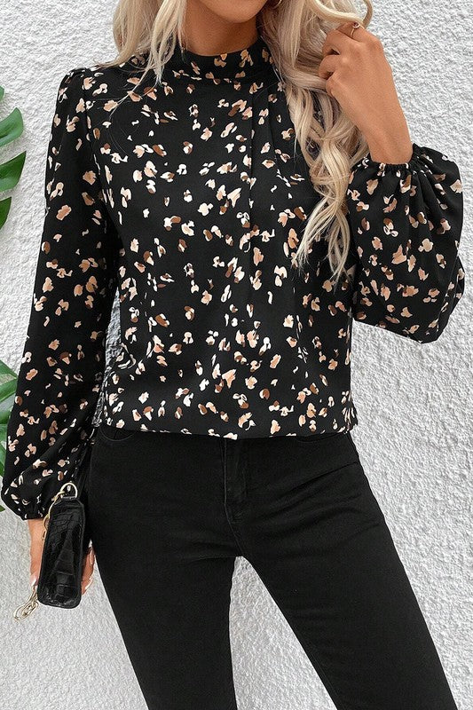 Wildly Chic Leopard Print Puff Sleeve Blouse