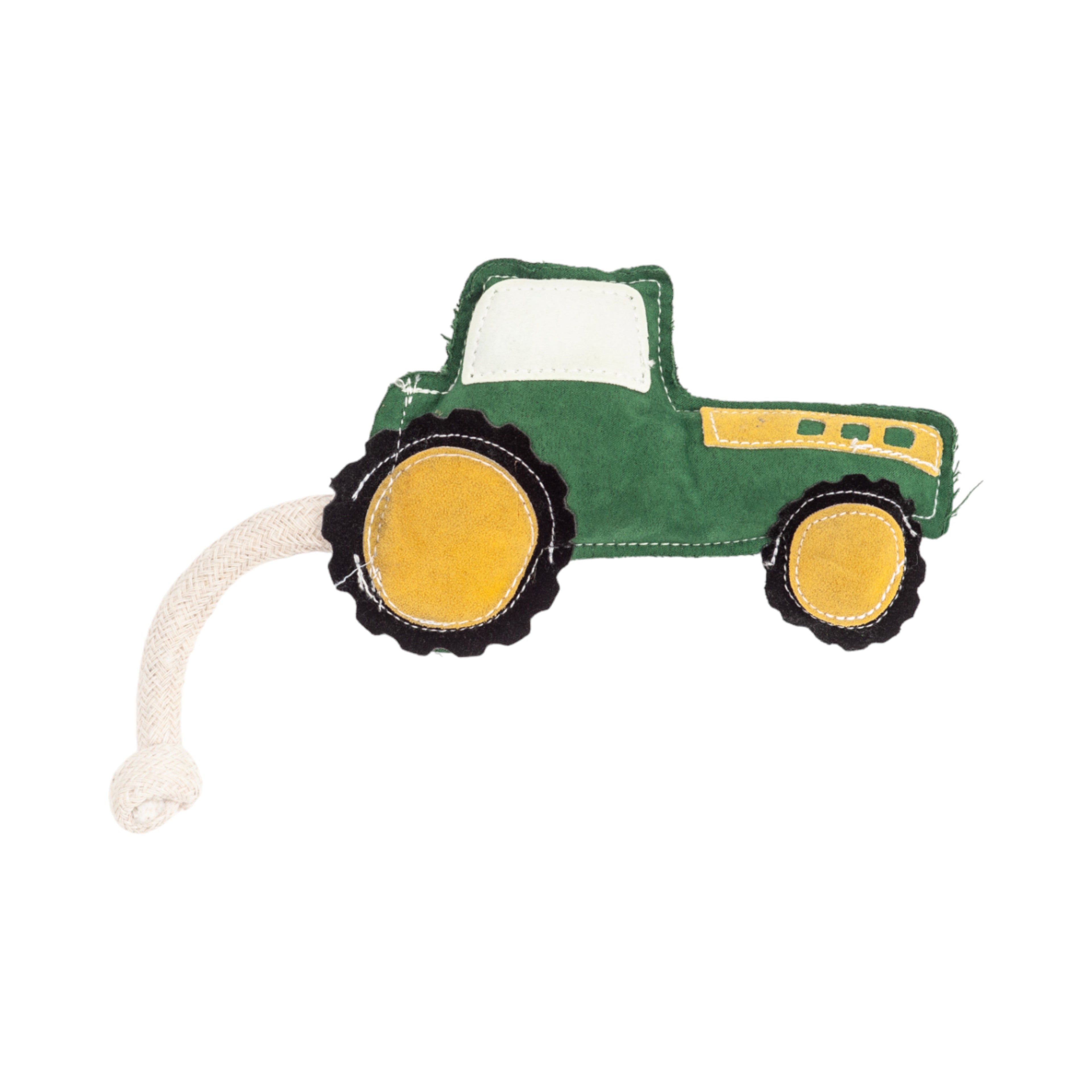 Country Living Faux Leather Green Tractor Dog Chew Toy, Durable, Safe and Non-Toxic