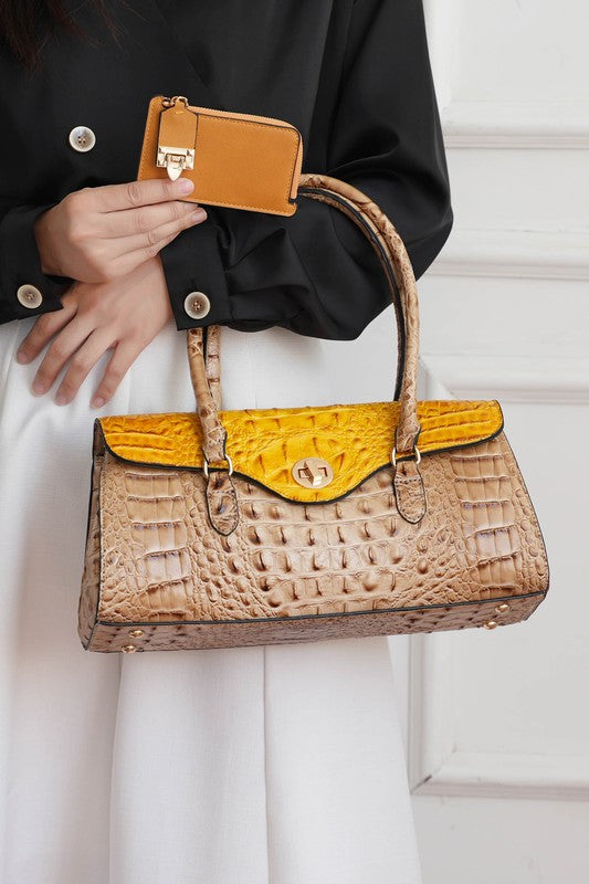 MKF Liviana Croc-Embossed Shoulder Bag