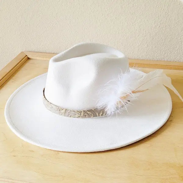 Gilded Cowboy Leather Hat Band w/ Feather accents