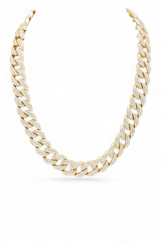 Full Stone Cuban Chain Statement Necklace