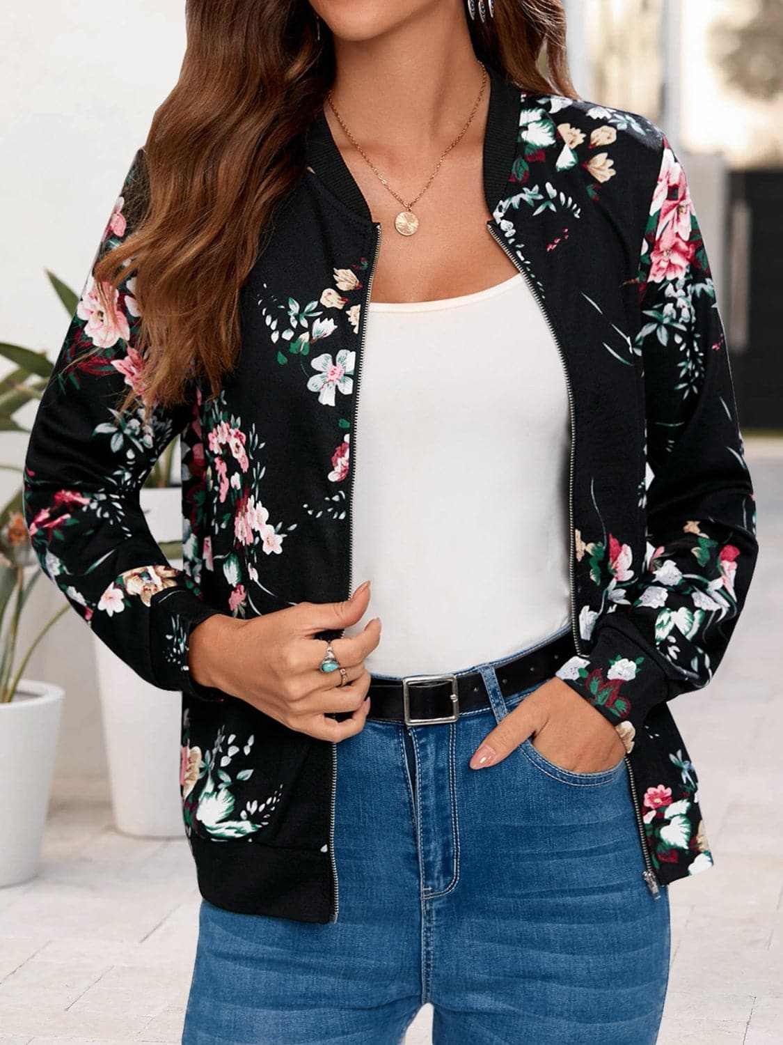 Stylish printed long sleeve jacket