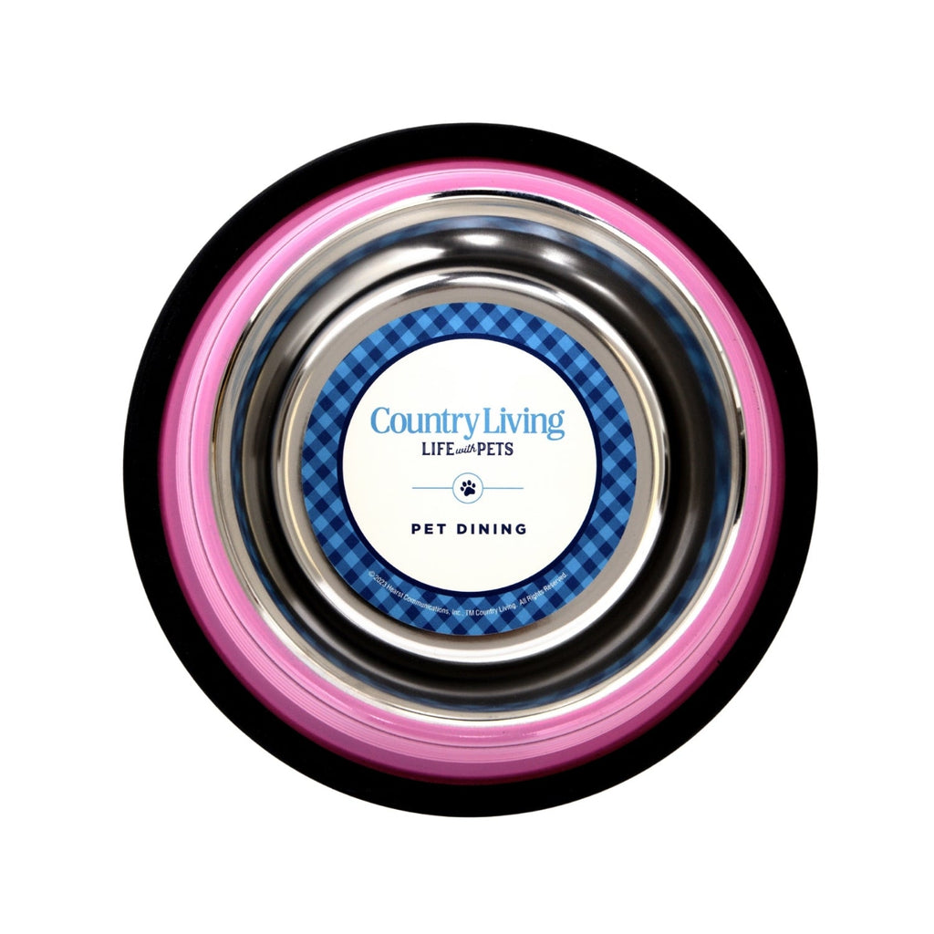 Country Living Set of 2 Ribbed Non-Slip Pet Bowls – Carnation Pink