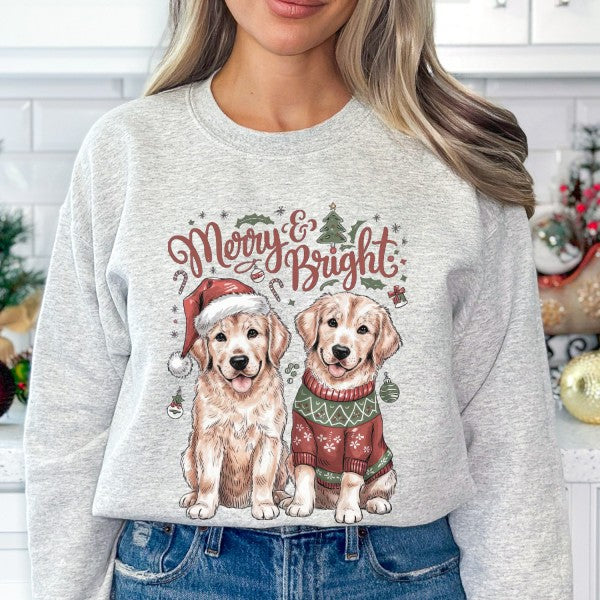 Christmas Dogs Santa Hat Holiday Sweater, Puppies