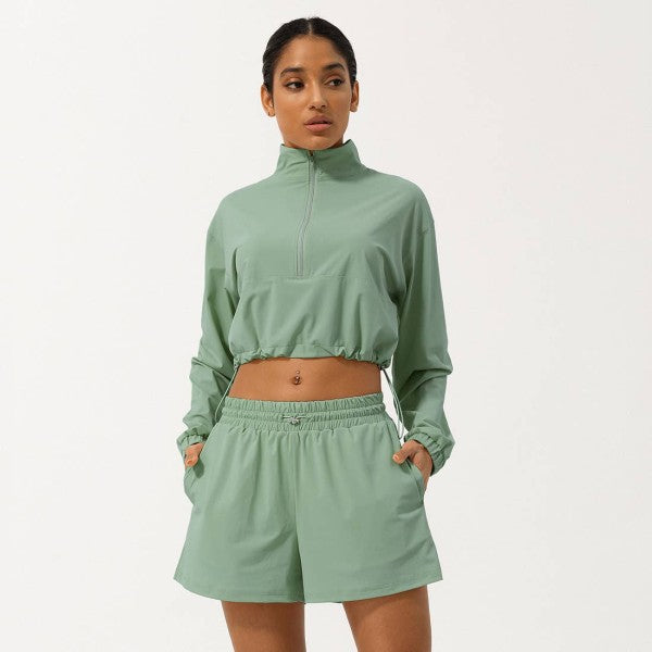 Well-in Vogue Momentum Half-Zip Shorts Set