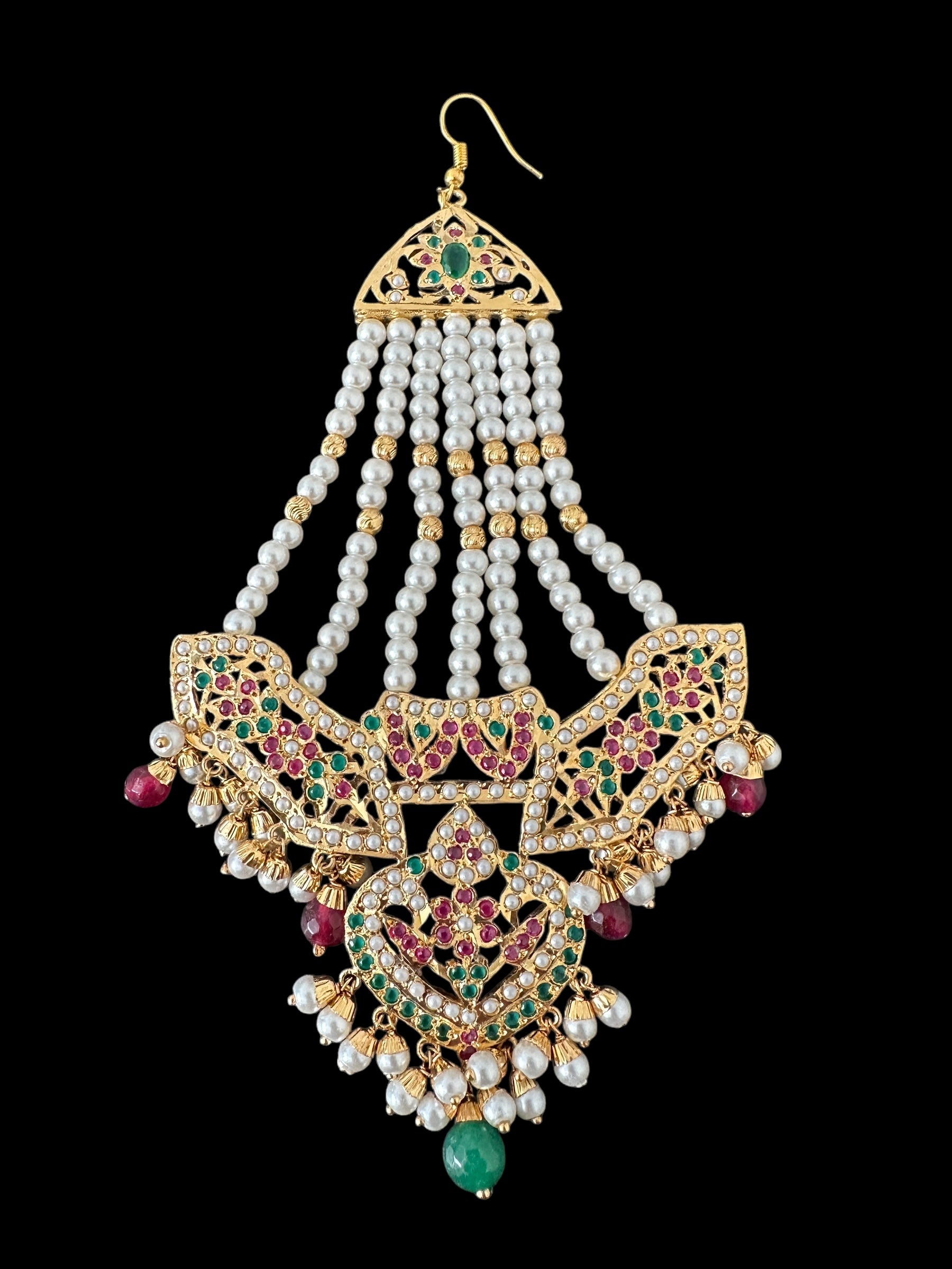 DJHR144  ASMITA jhoomar in ruby emerald  ( SHIPS IN 3 WEEKS )