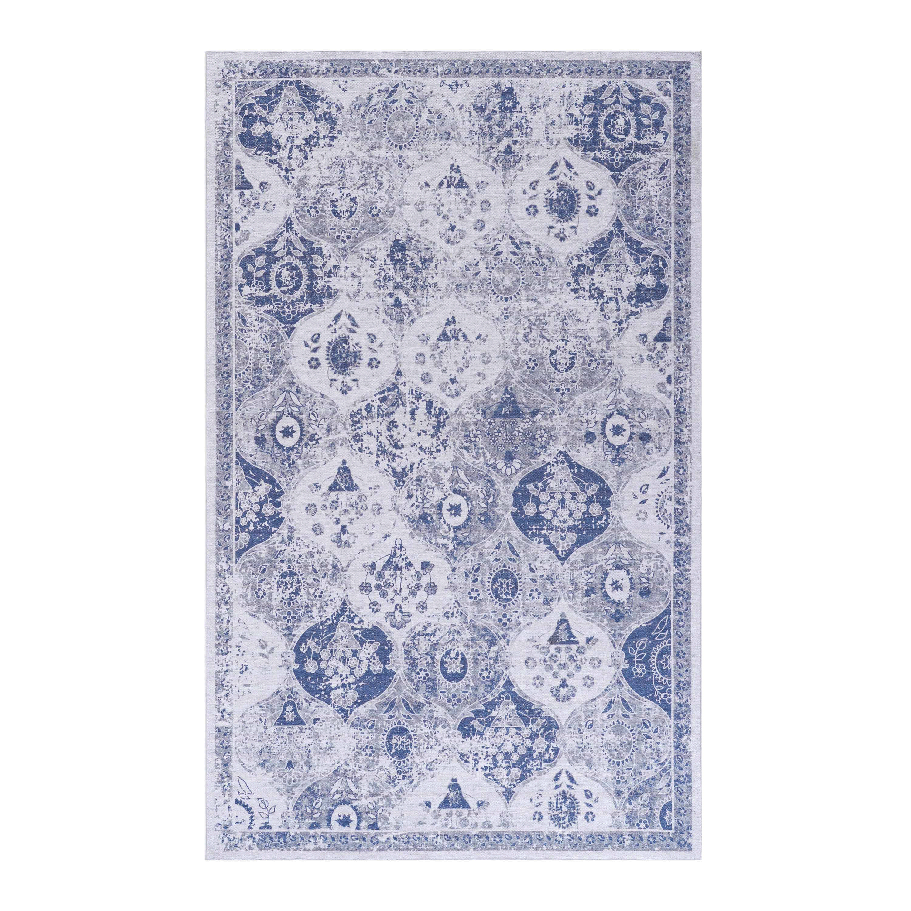 NAAR MAVAL Blue Washable Rug 2&amp;#39; x 3&amp;#39; Doormat Rug (Blue, 2&amp;#39; x 3&amp;#39;)