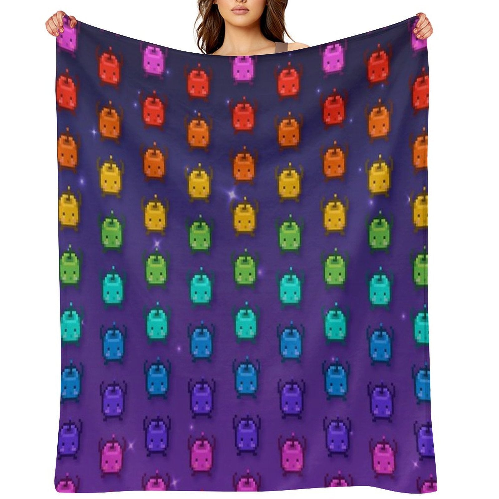 Stardew Valley Rainbow Junimos Throw Blanket