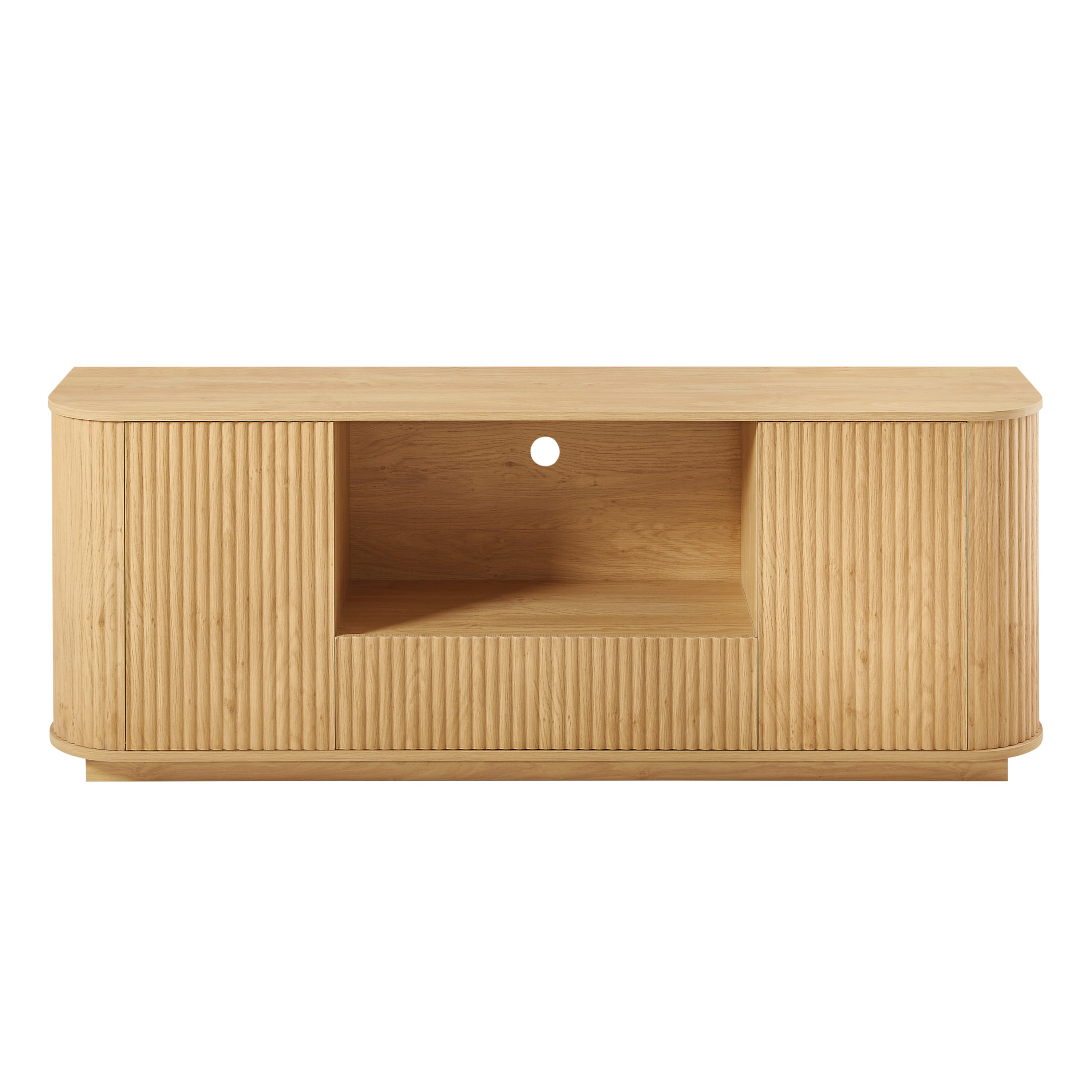 Modern Wavy TV Stand, Rounded Sideboard with Storage, Natural Particleboard and MDF, 64&amp;#39;&amp;#39;W x 15&amp;#39;&amp;#39;D x 24&amp;#39;&amp;#39;H