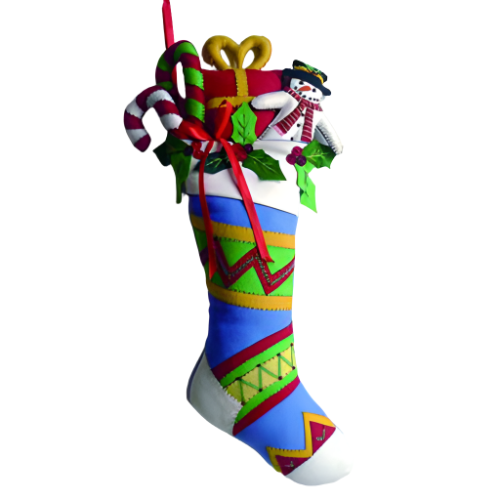 25&amp;quot; Felted Wool Stocking w/Snowman &amp;amp; Gifts Wall Decor