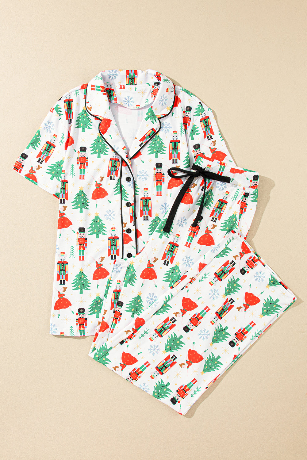 Christmas Trees &amp;amp; Nutcracker Buttoned Pajama Set