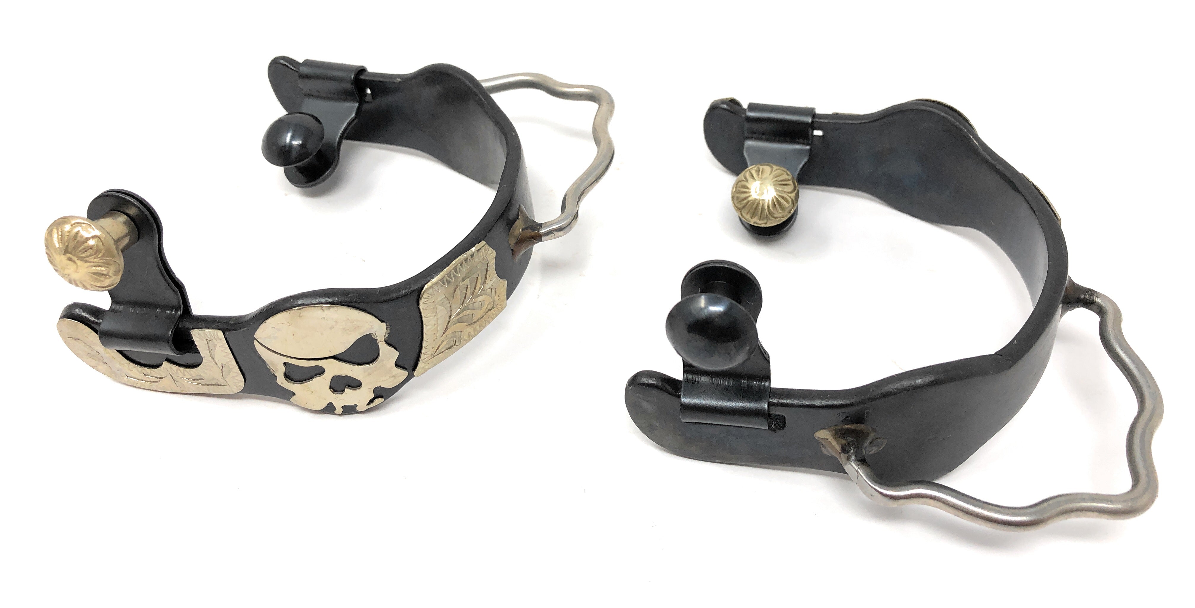 AJ Tack Men&amp;#39;s Antique Brown Pirate Skull Bumper Spurs