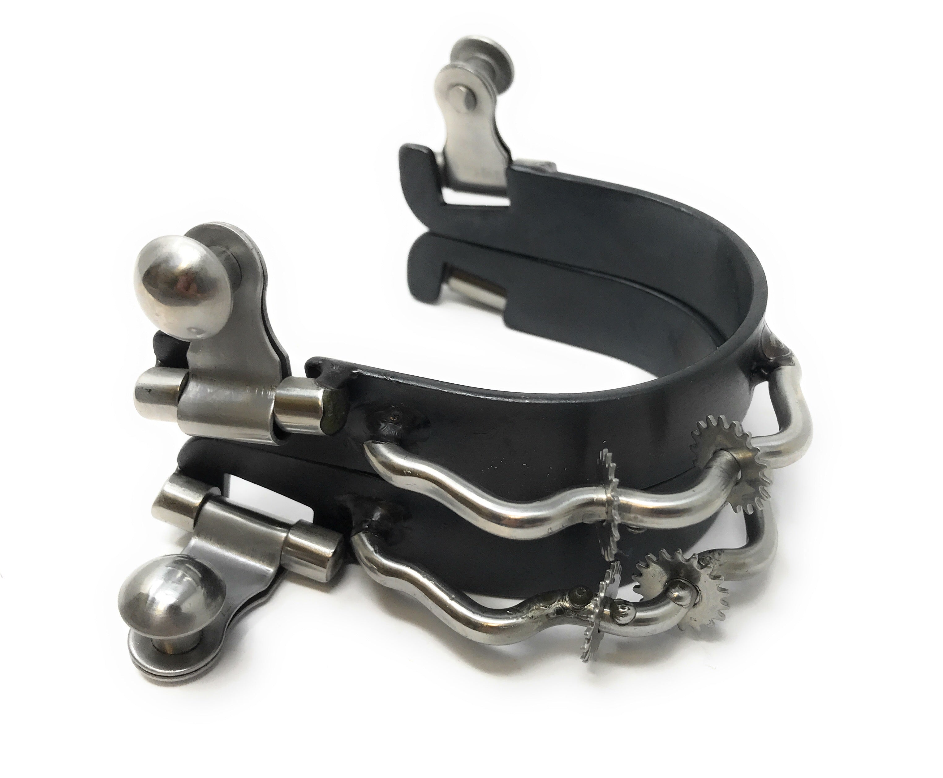 AJ Tack Men&amp;#39;s Black Bumper Spurs with Rowels