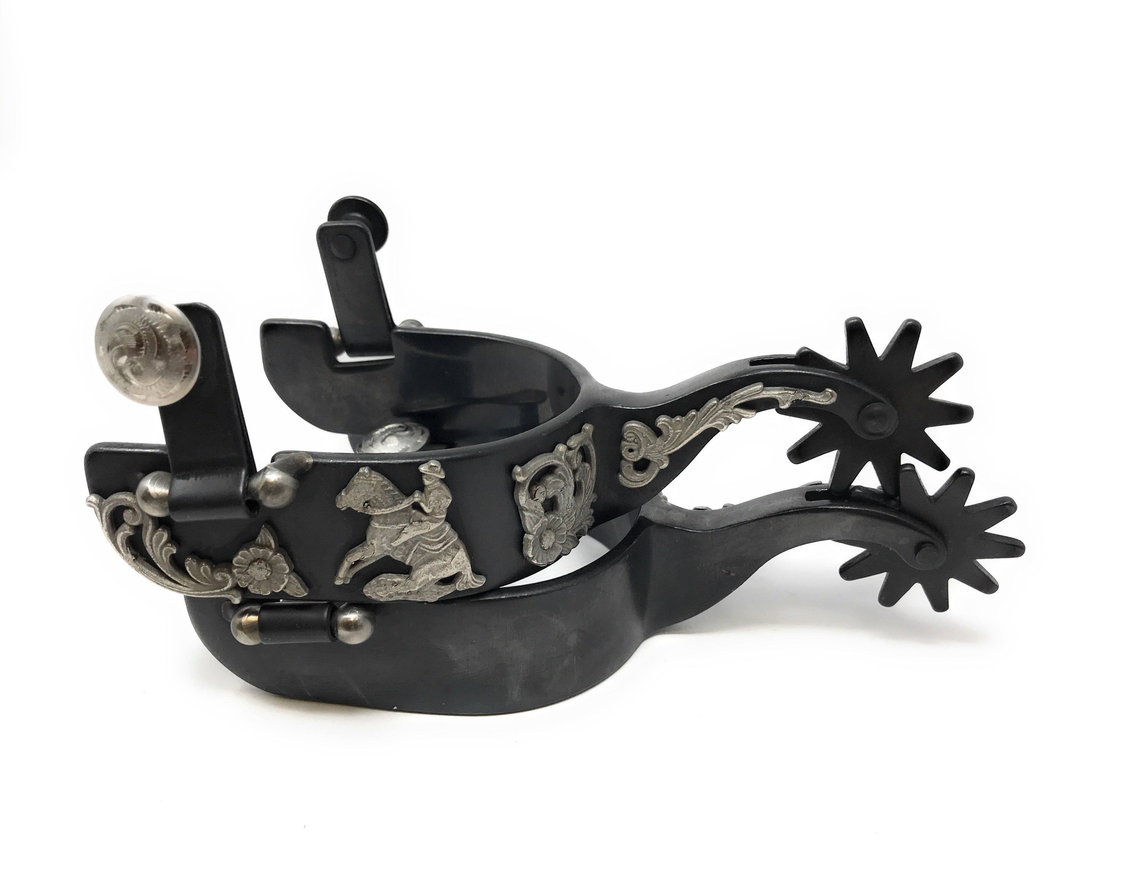 AJ Tack Men&amp;#39;s Black Steel Reining Horse Spurs