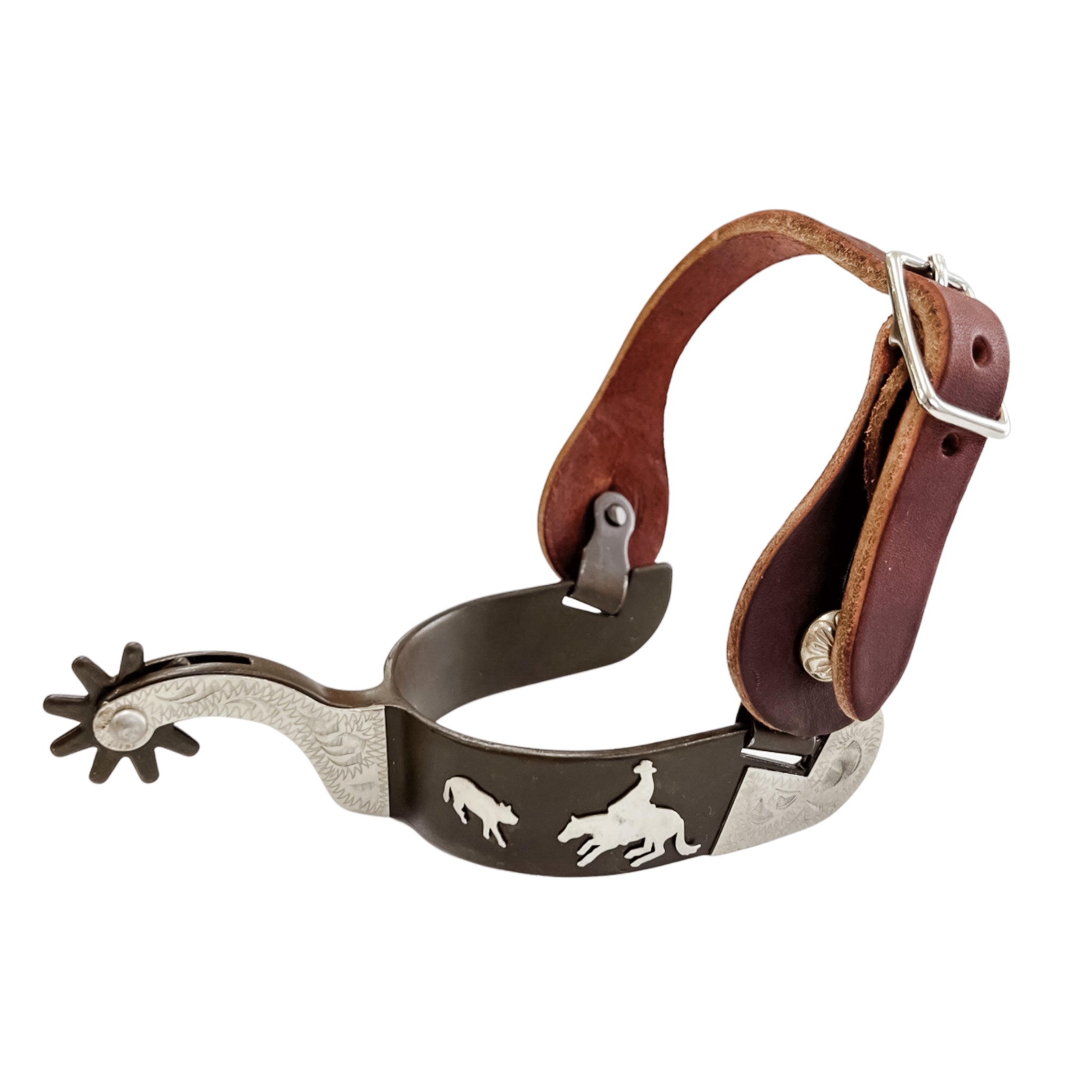 AJ Tack Men&amp;#39;s Antique Brown Cutting Horse Spur Set