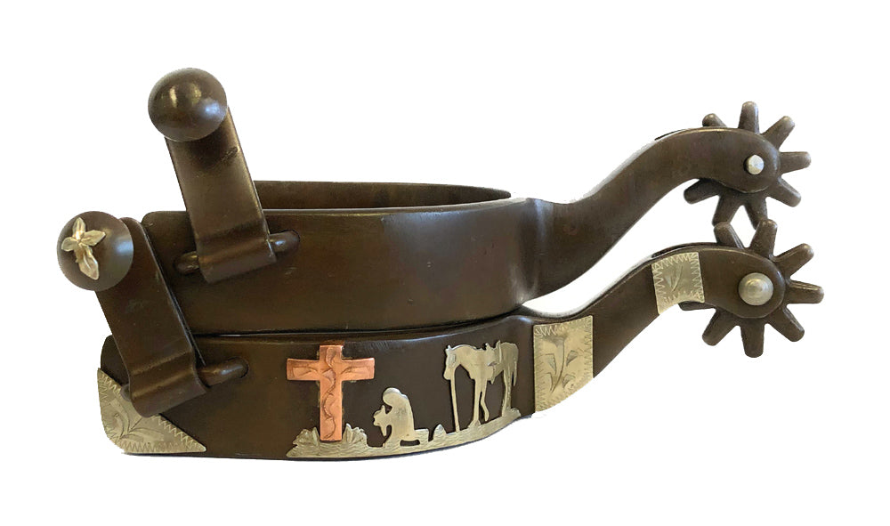 AJ Tack Men&amp;#39;s Praying Cowboy Spurs with Copper Cross