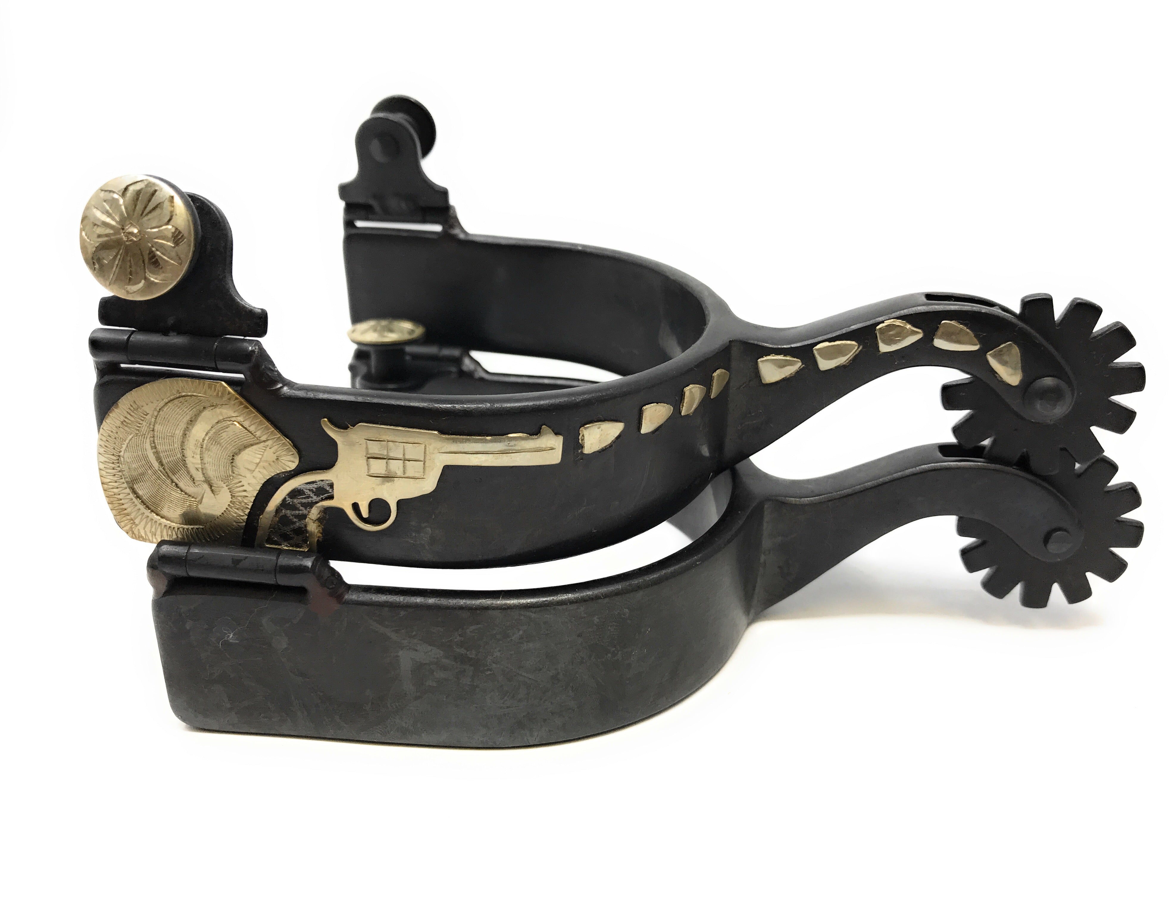 AJ Tack Men&amp;#39;s Antique Brown Revolver Spurs