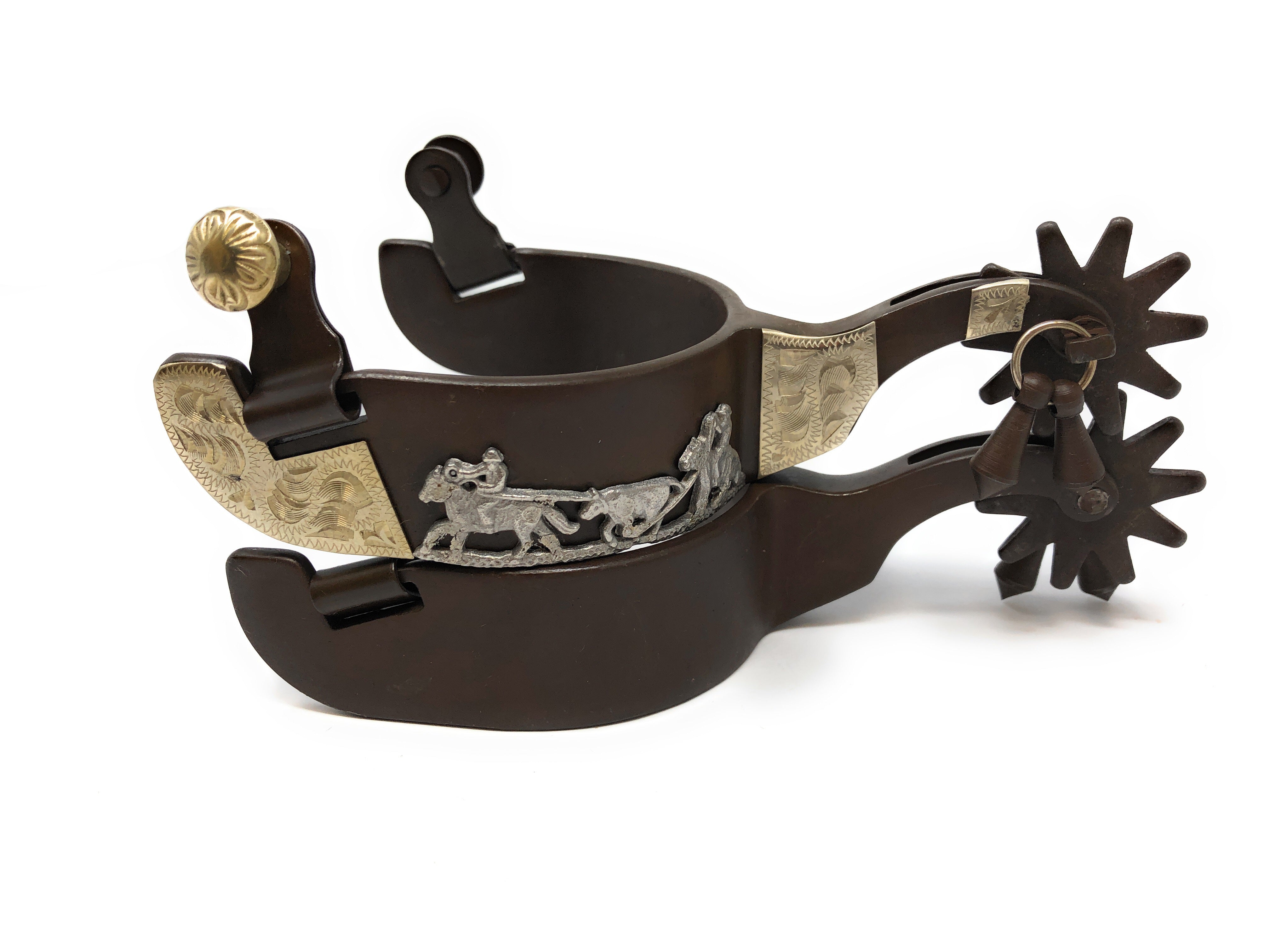 AJ Tack Men&amp;#39;s Antique Brown Team Roping Spurs