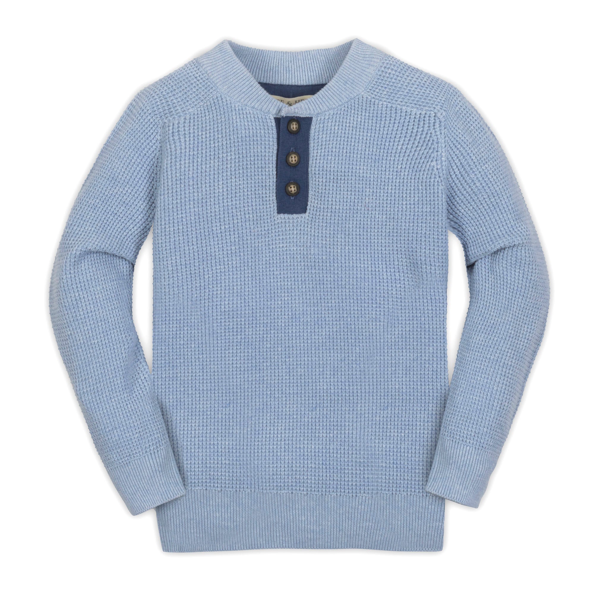 Organic Sweater Henley with Elbow Patches