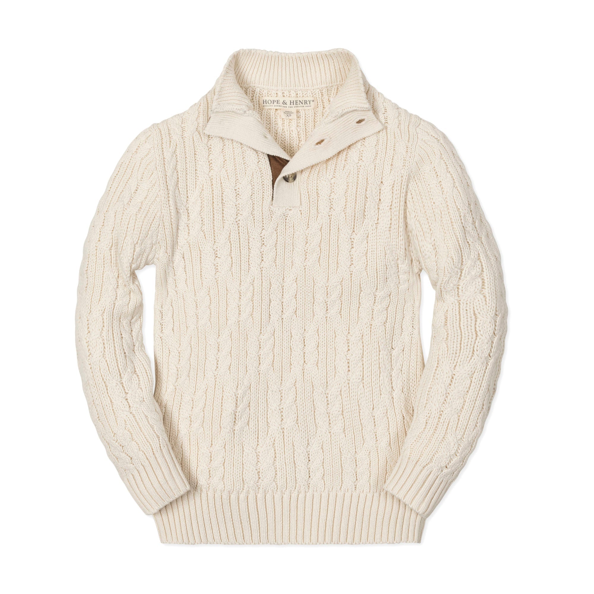 Organic Mock Neck Cable Sweater