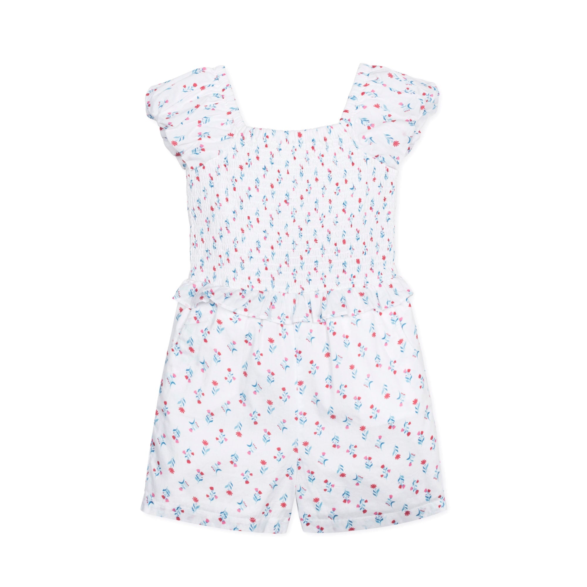 Organic Puff Sleeve Smocked Romper