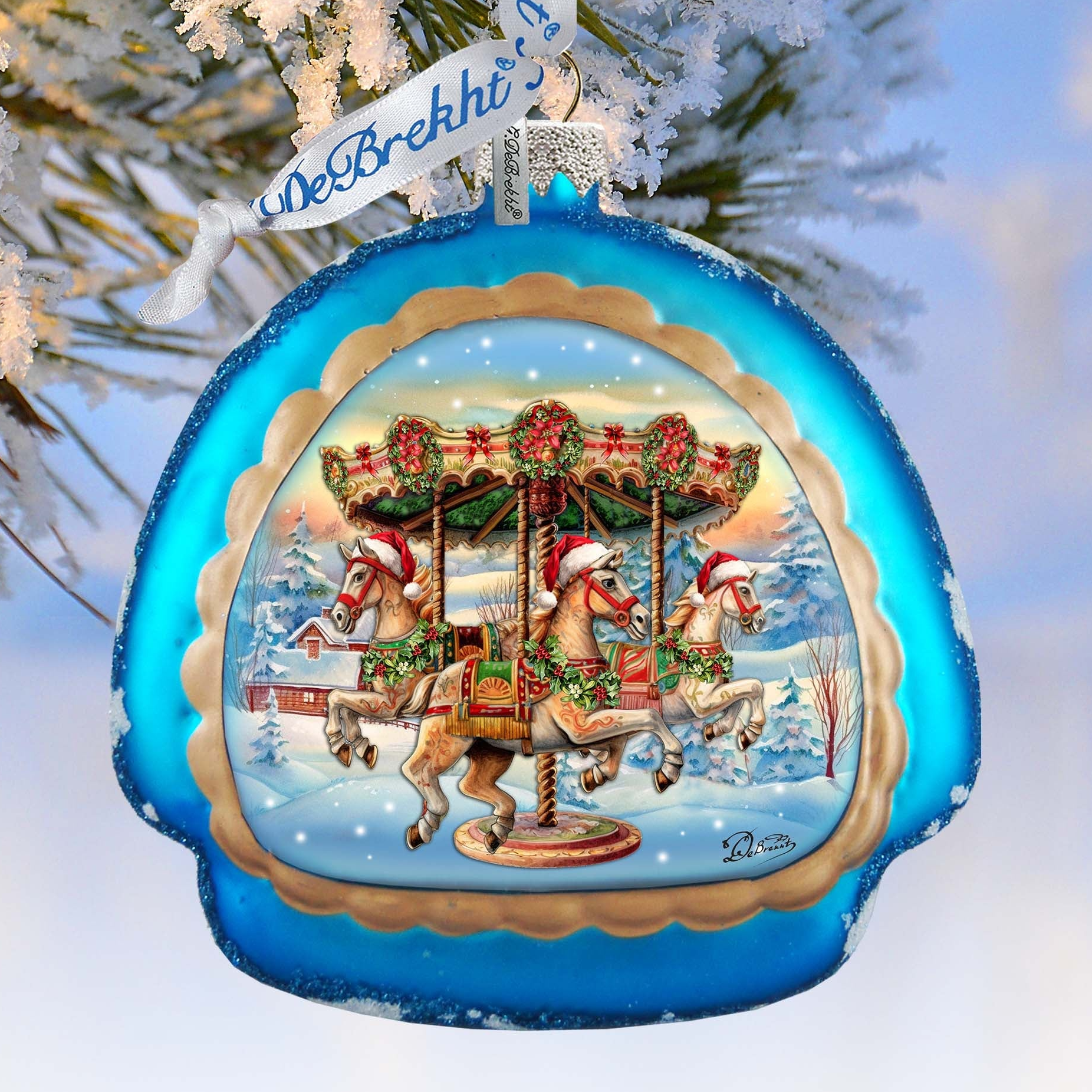 Christmas Carousel Rainbow Glass Ornament by G. Debrekht - Christmas Decor - 756-021