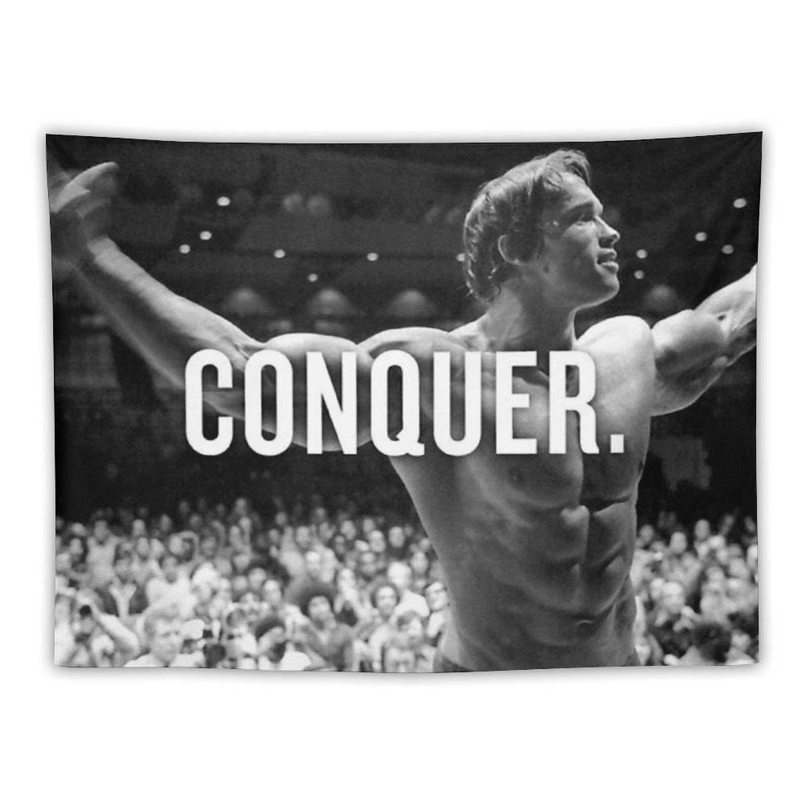 Arnold Schwarzenegger Conquer Motivational Fitness Tapestry