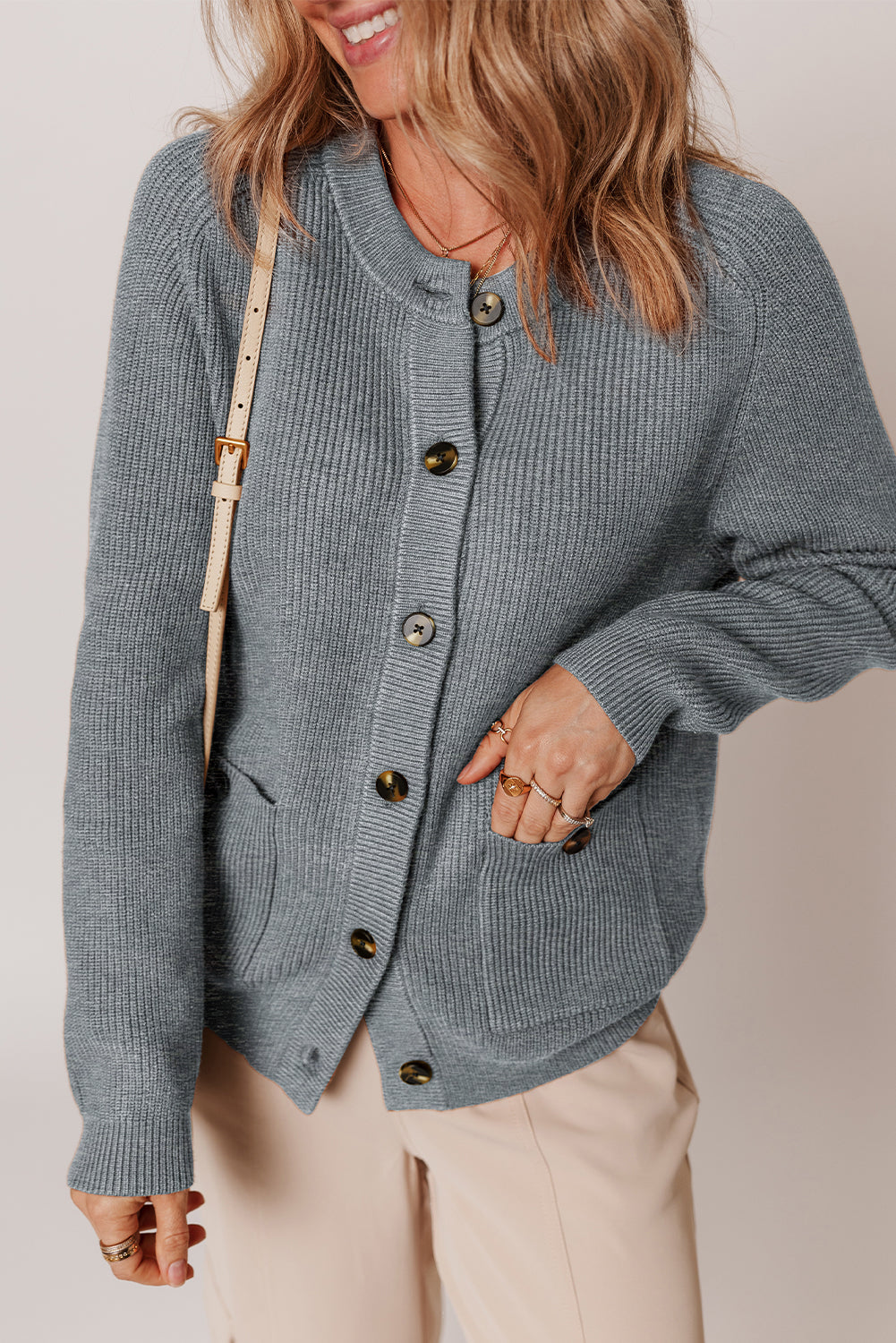 Chunky Knit Button-Front Cardigan Sweater