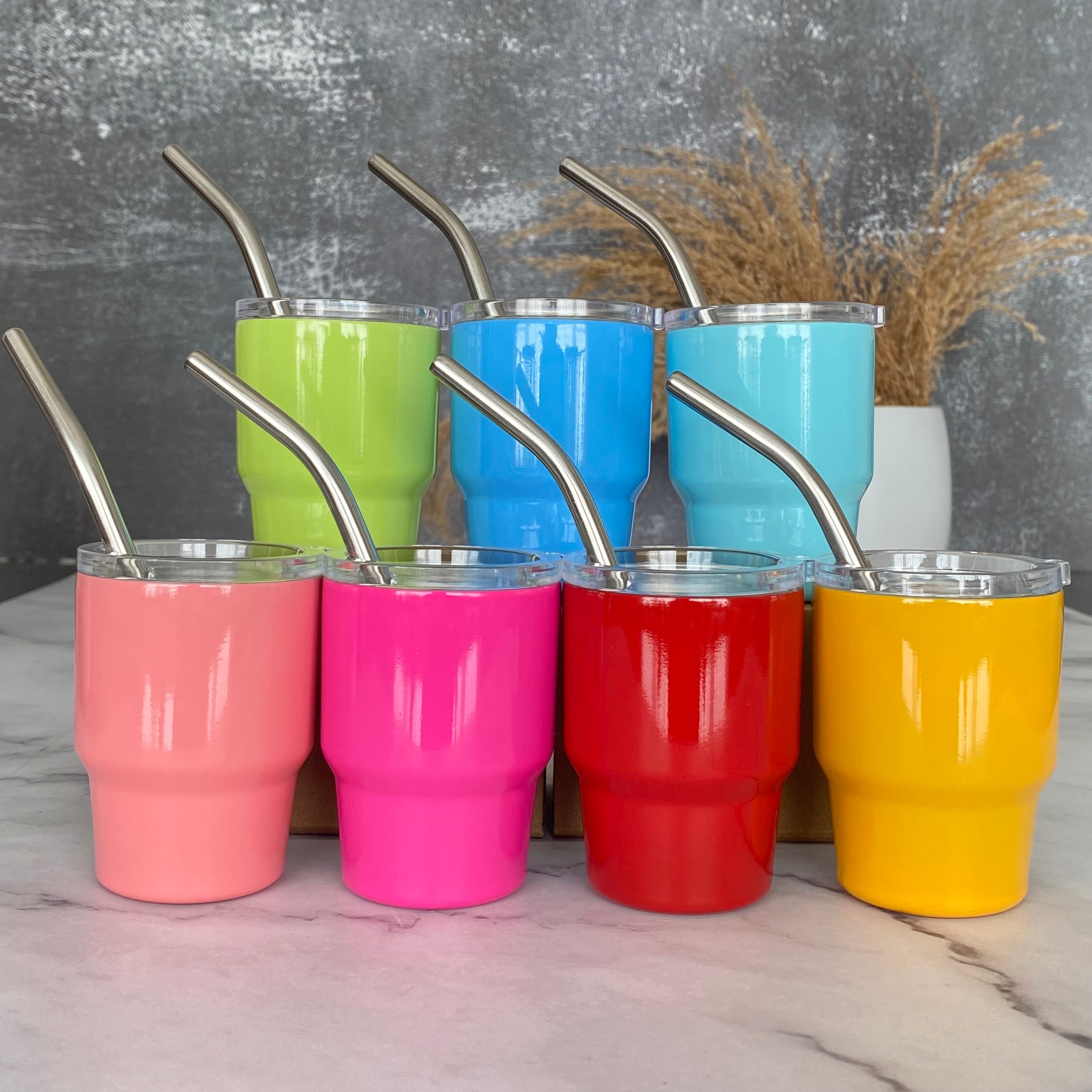 MINI STAINLESS STEEL TUMBLER WITH STRAW