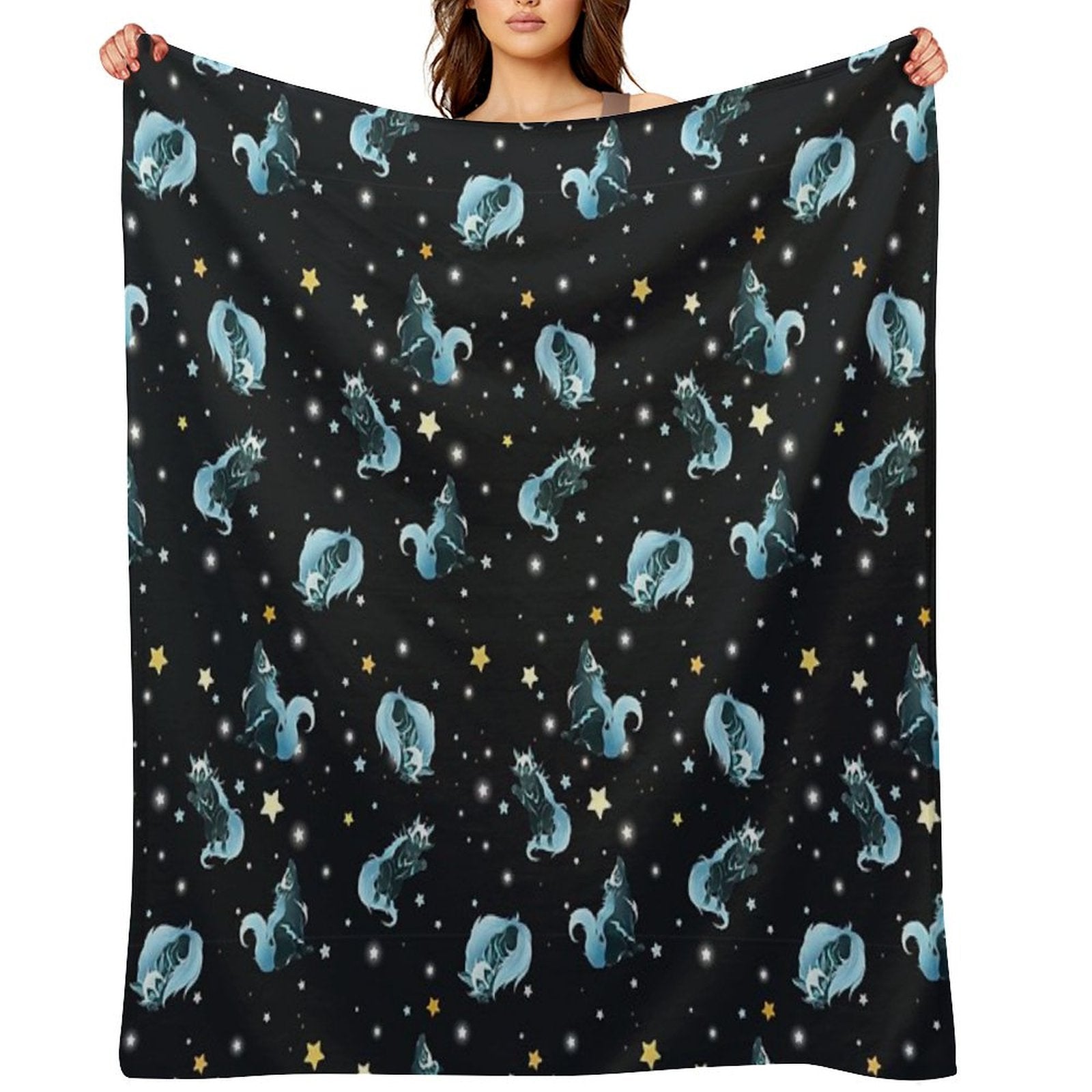 Cosmic Wolf Throw Blanket