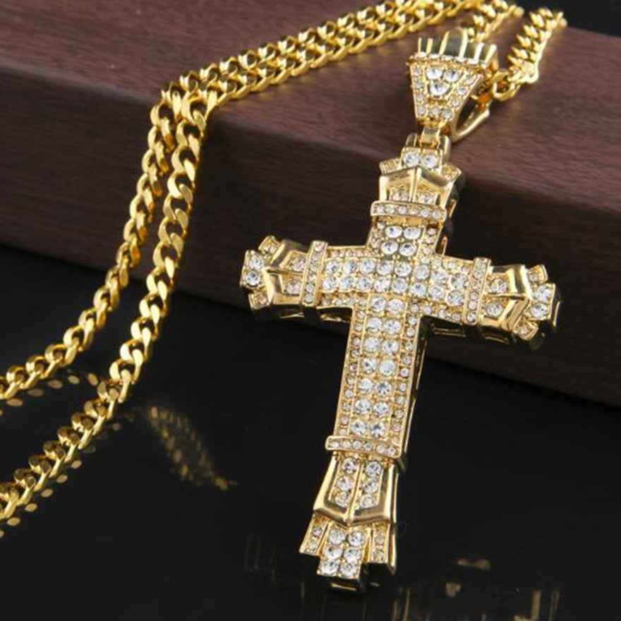 Iced Out Cross Necklace for Men - Sparkling Iced Out Men&amp;#39;s Cross Pendant