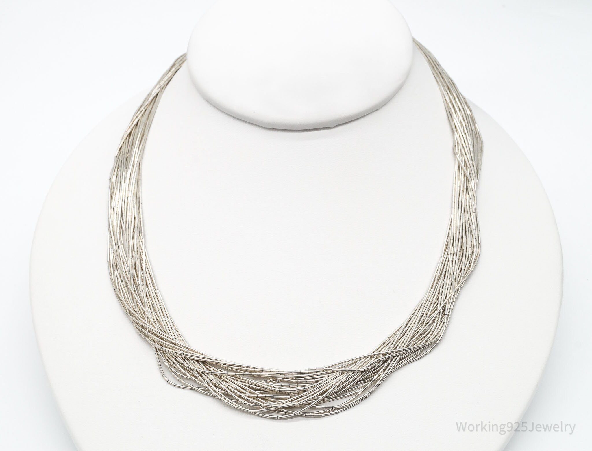 Vintage Native American Shop QT Sterling Silver Bead Necklace 20&amp;quot;