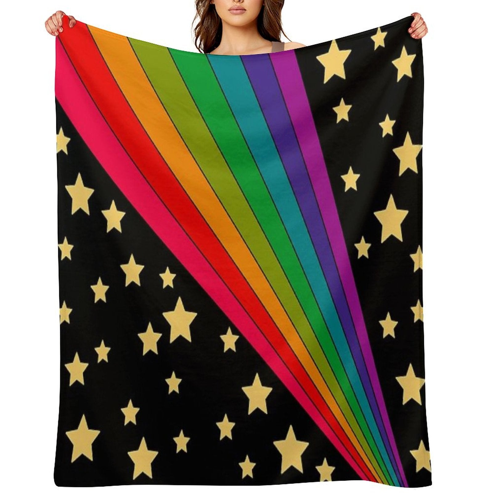 Stars And Rainbow Throw Blanket