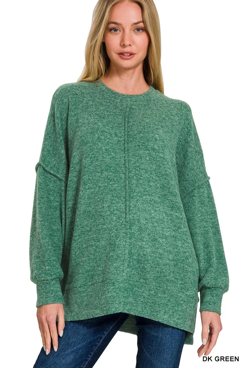 Zenana Brushed Melange Hacci Oversized Sweater