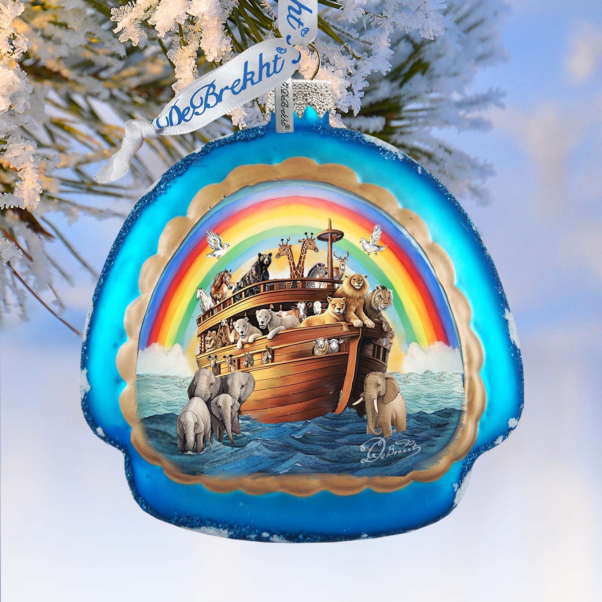 Noah&amp;#39;s Arch Rainbow Glass Ornament by G. Debrekht - Christmas Decor - 756-022