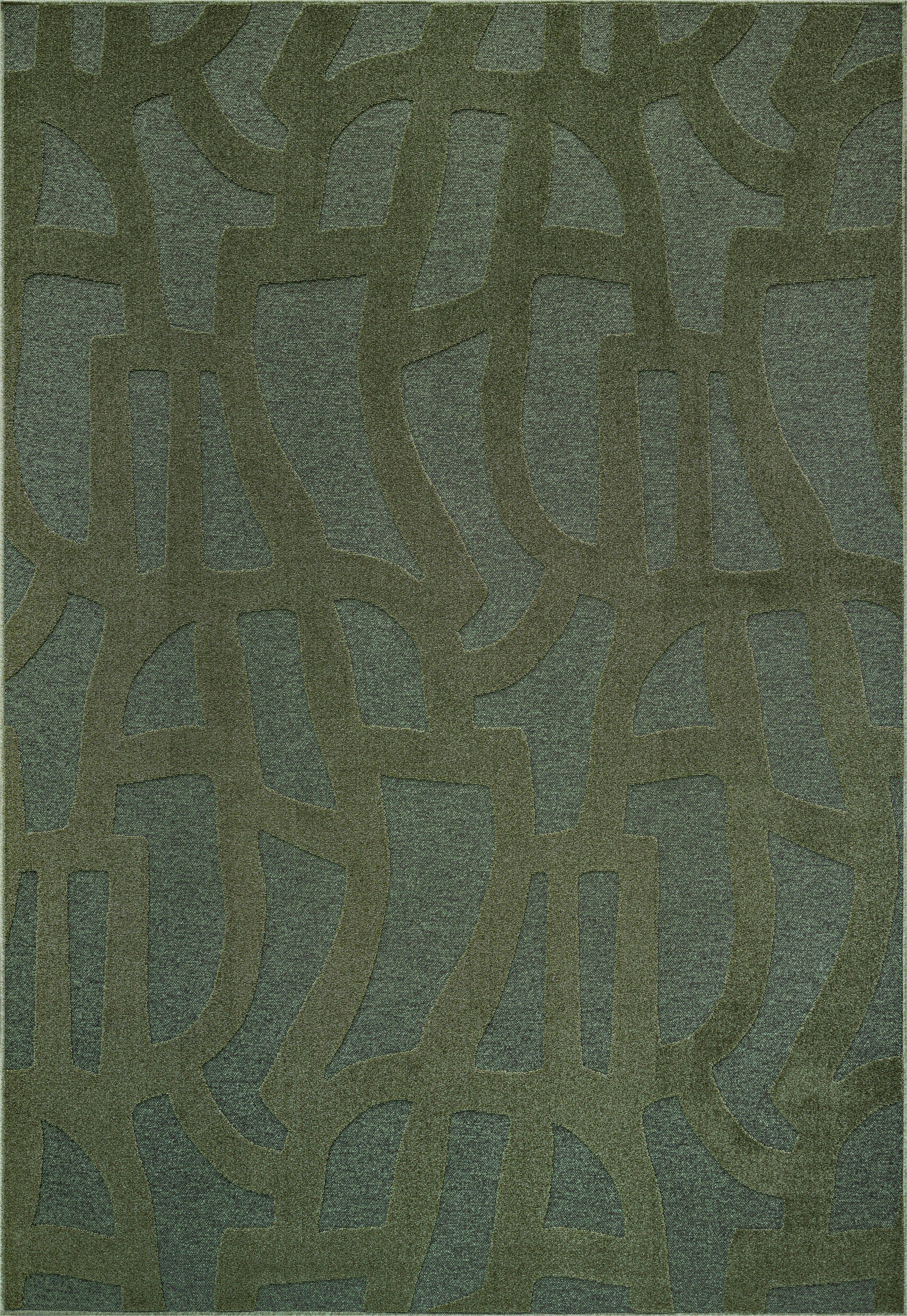 Teagan Green Polyester High-Low Area Rug