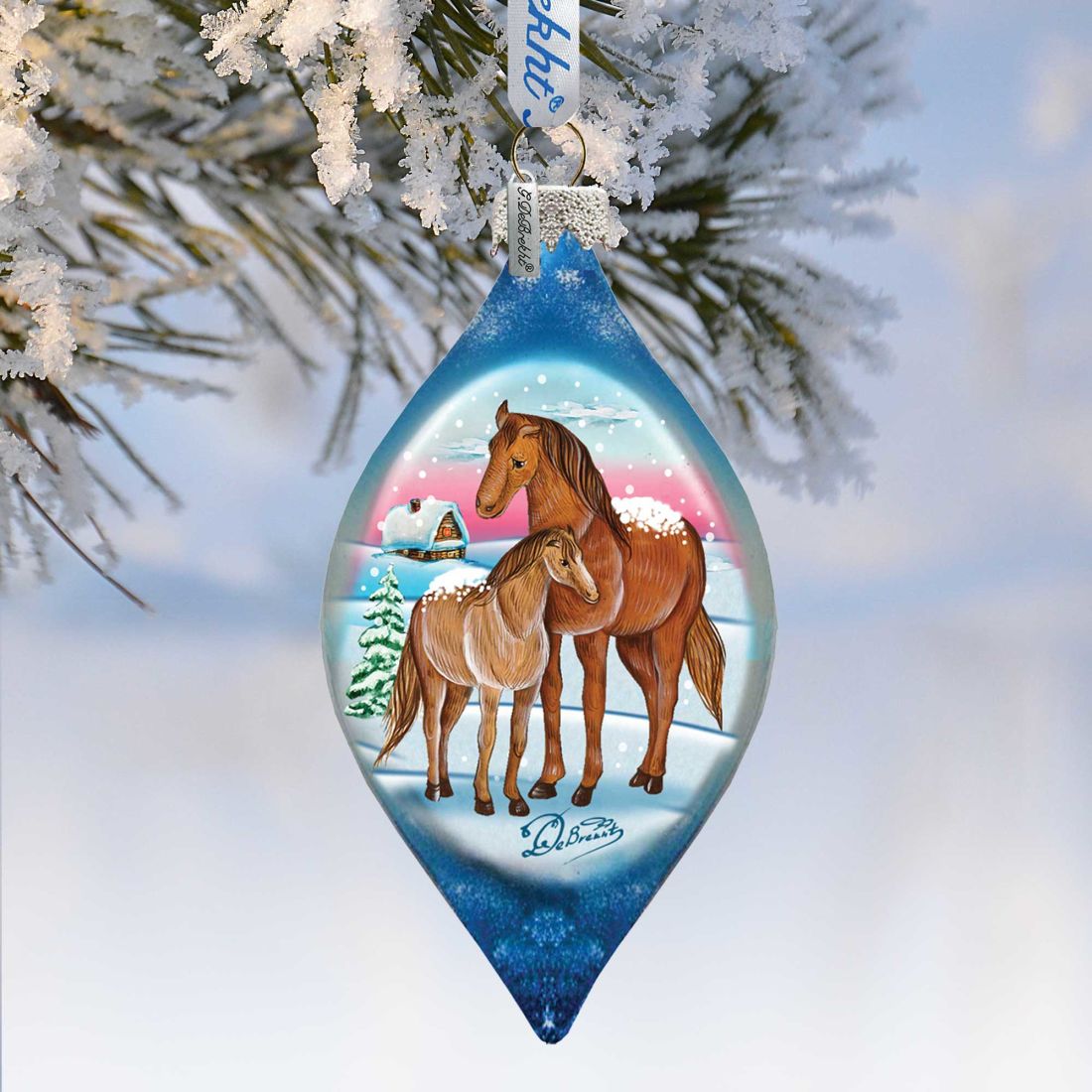 Riding Family Drop Glass Ornament by G. DeBrekht - Christmas Decor - 757-002