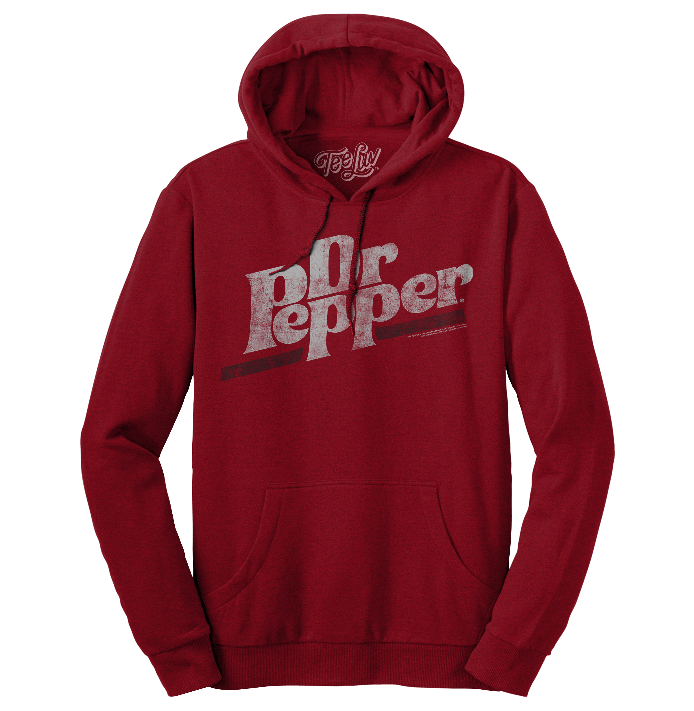 Dr Pepper Distressed Logo Pullover Hooded Sweatshirt - Red