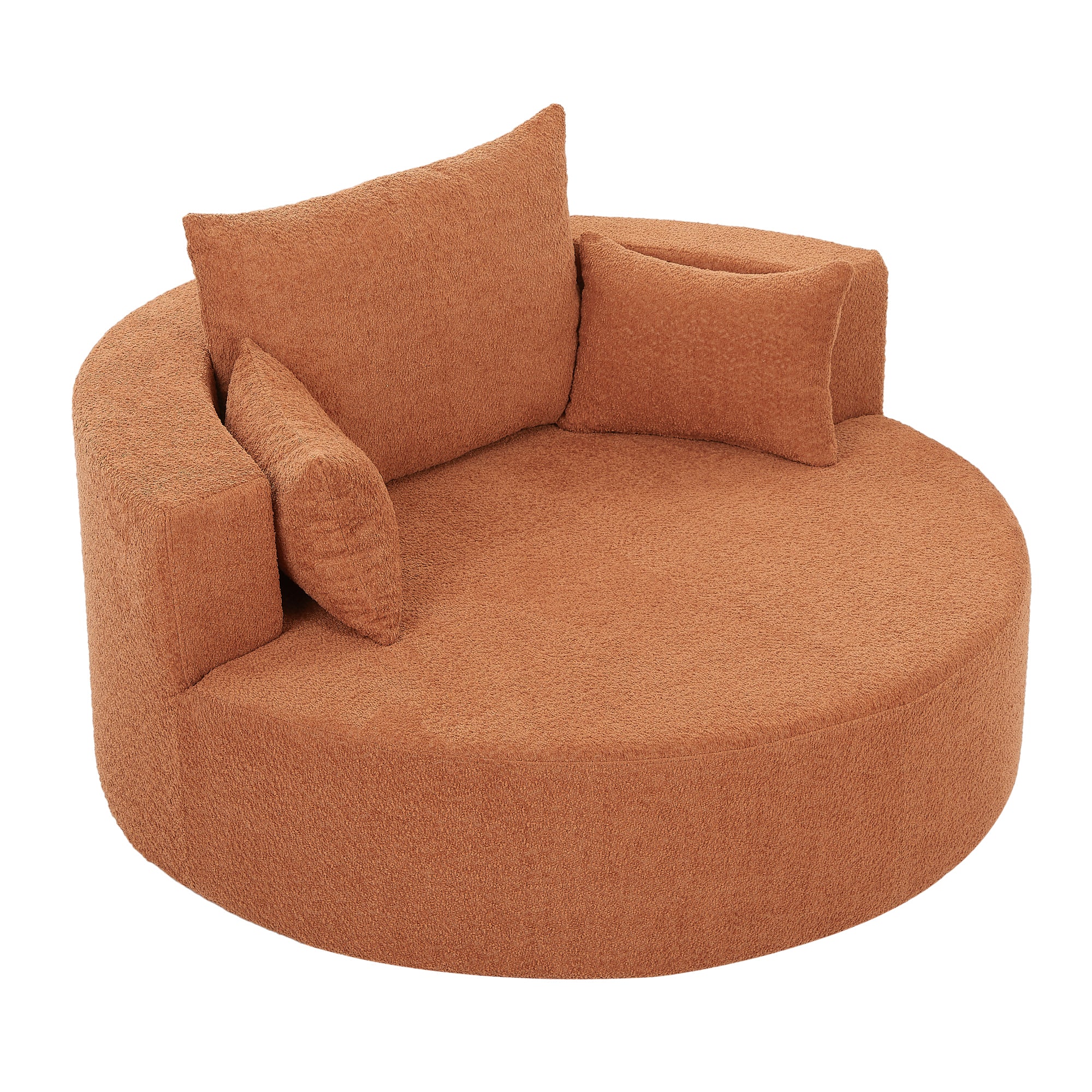 360° Swivel Accent Barrel Chair with Removable Pillows, Orange Red Chenille, 56.3 Inch