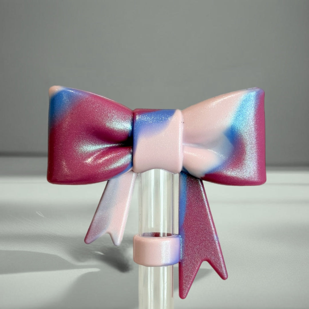Purple Rain 3D Bow Straw Topper