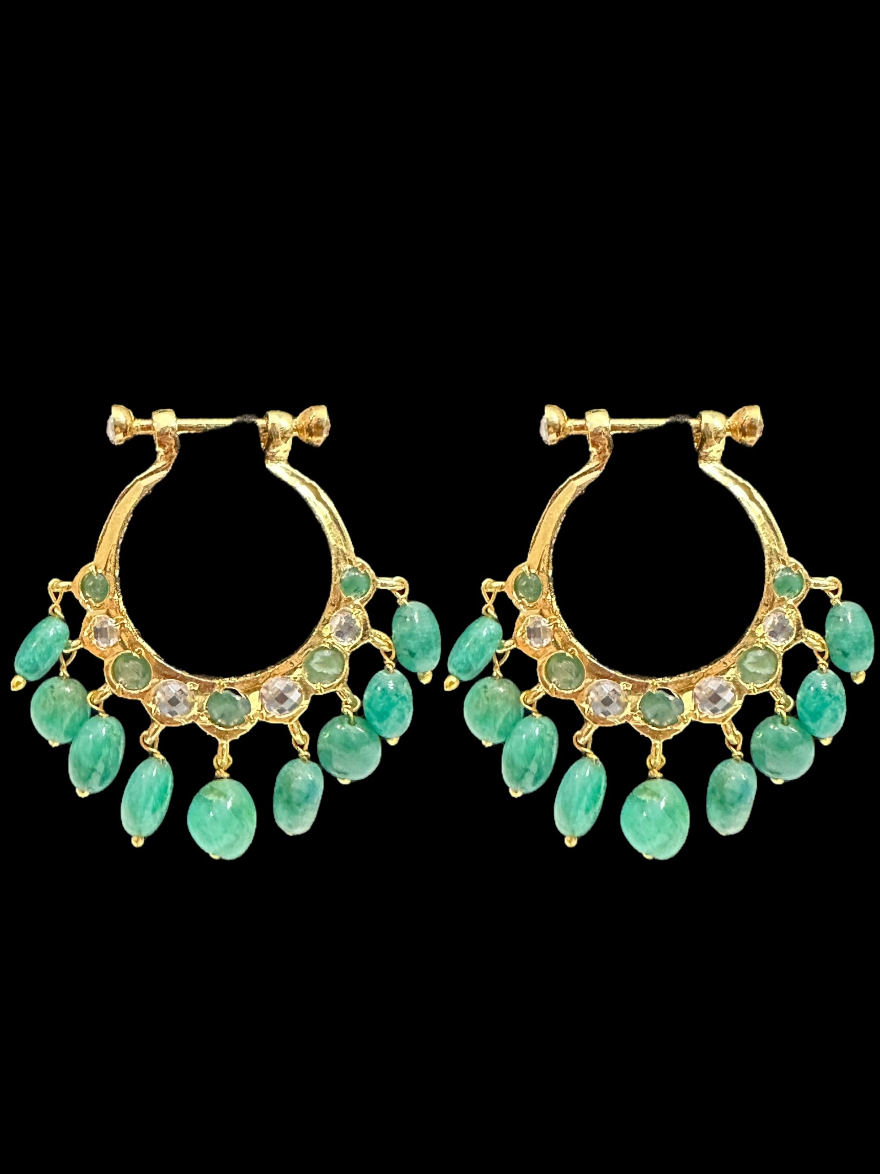 DER635 Neda natural emerald chandbali( READY TO SHIP )