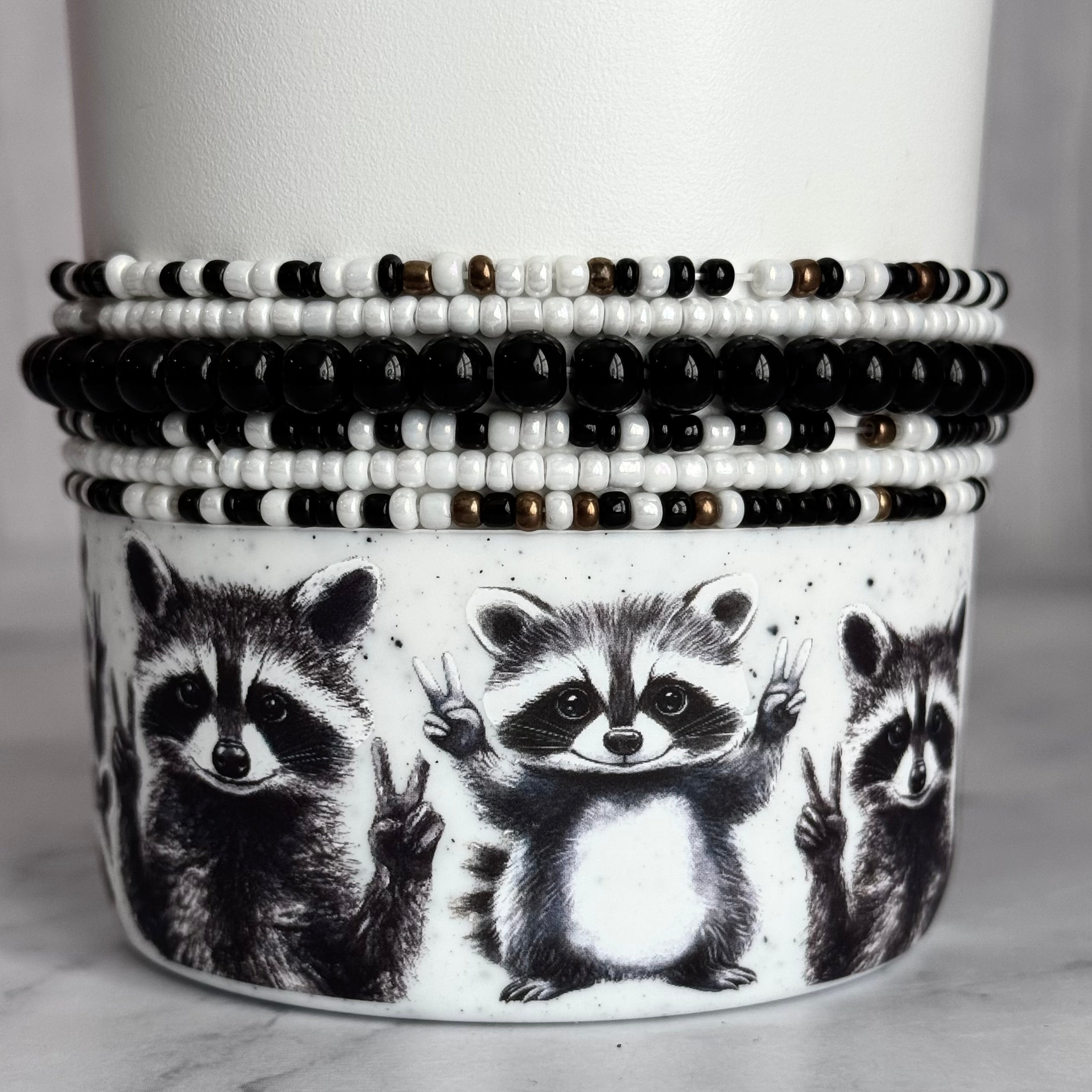 Black &amp;amp; White Tumbler Bracelet Stack -fits 30-40oz