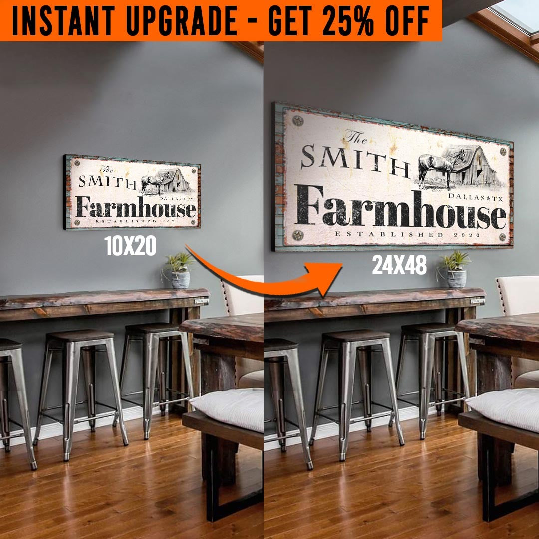 Upgrade Your &amp;#39;Rustic Horse Farmhouse&amp;#39; (Style 2) Canvas To 24x48 Inches