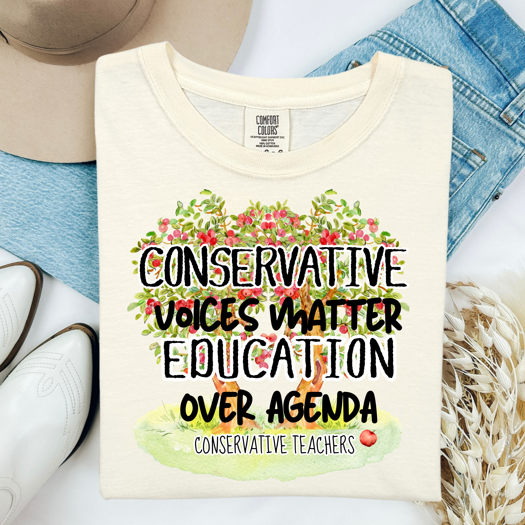 Conservative Voices Matter Education over Agenda | Comfort Colors T-shirt | Teacher Shirt | Stylish Trendy Apparel (Copy)