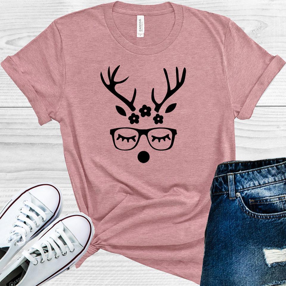 Christmas Nerdy Reindeer Girl Graphic Tee