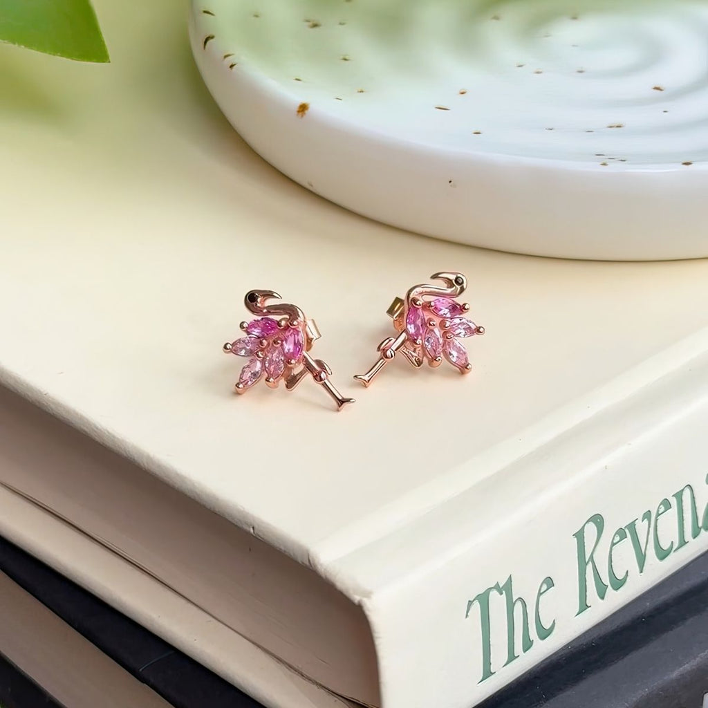 Sterling Silver Pink Flamingo Earrings